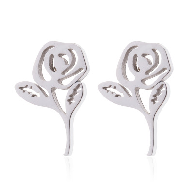 Surgical steel rose earrings
