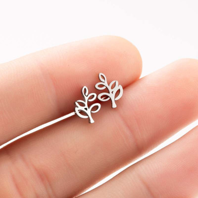 Surgical steel leaf earrings