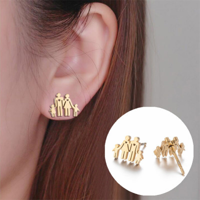 Happy family surgical steel earrings