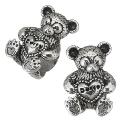 Bead teddy bear with surgical steel heart