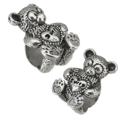 Bead teddy bear with surgical steel heart