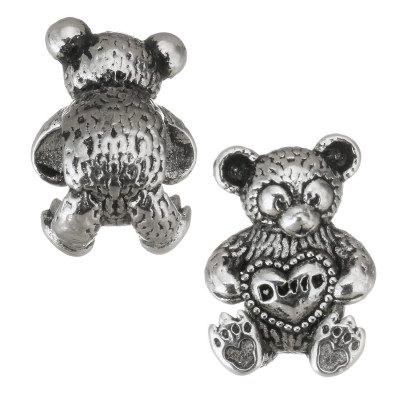 Bead teddy bear with surgical steel heart