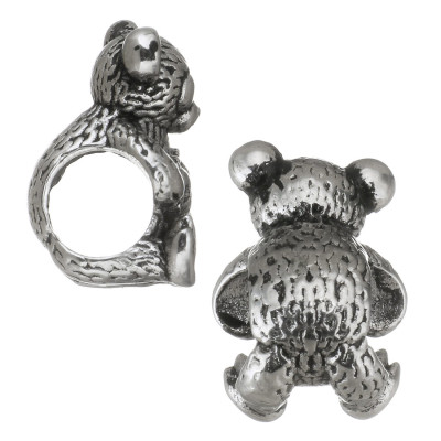 Bead teddy bear with surgical steel heart