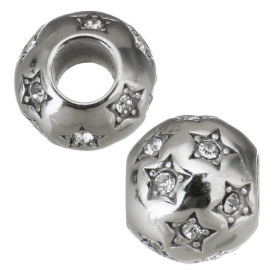 Star bead with surgical steel chaton