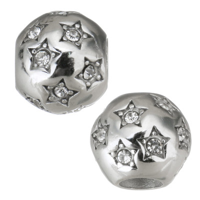 Star bead with surgical steel chaton