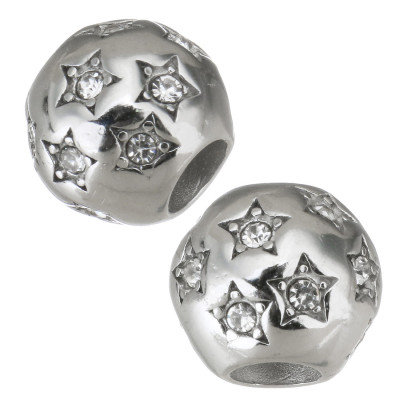 Star bead with surgical steel chaton