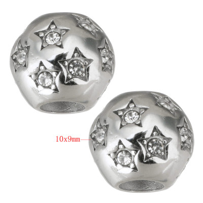 Star bead with surgical steel chaton