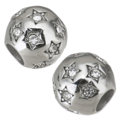 Star bead with surgical steel chaton