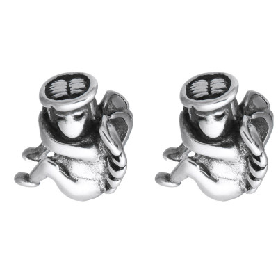 Bead with a large thread sitting angel surgical steel