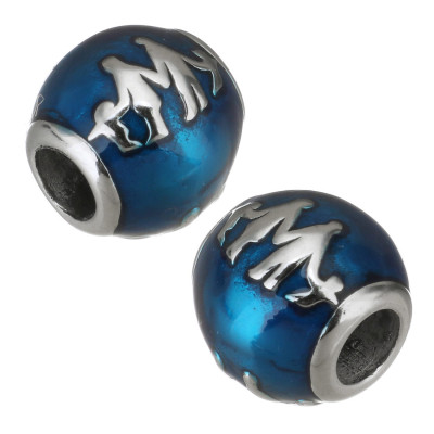 Bead with depicted family made of surgical steel two color variants