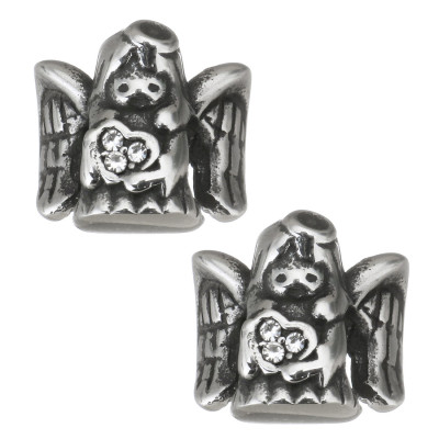 Angel bead with pink heart surgical steel