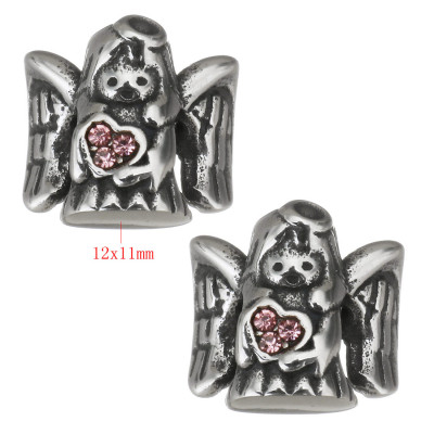 Angel bead with pink heart surgical steel