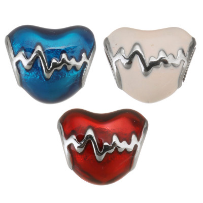 Bead enamel heart cardiograph from surgical steel