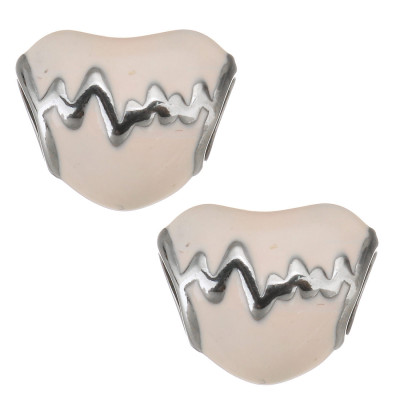 Korálek emailové srdce kardiograf z chirurgické oceli tři barevné varianty