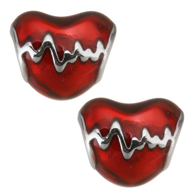 Bead enamel heart cardiograph from surgical steel