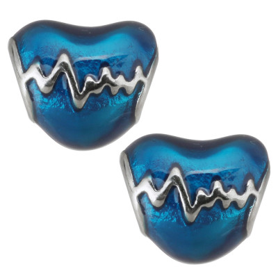 Bead enamel heart cardiograph from surgical steel