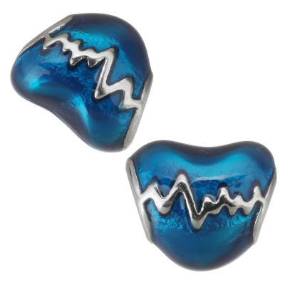Bead enamel heart cardiograph from surgical steel