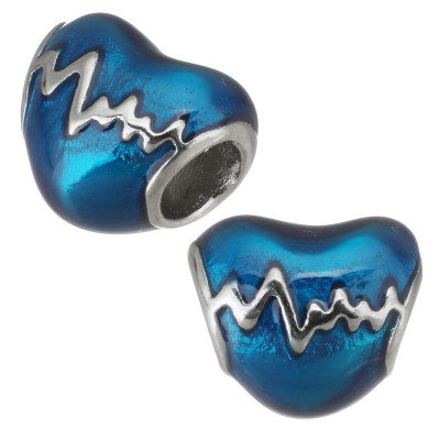 Bead enamel heart cardiograph from surgical steel