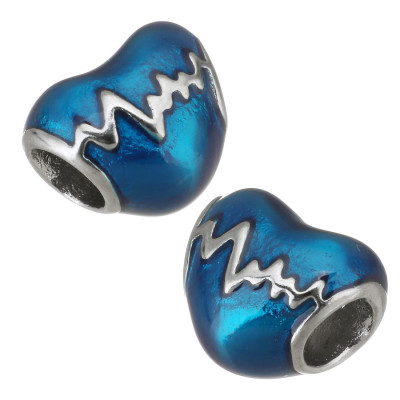 Korálek emailové srdce kardiograf z chirurgické oceli tři barevné varianty