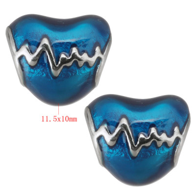 Bead enamel heart cardiograph from surgical steel