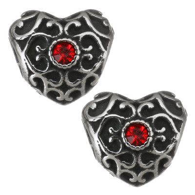 Bead heart with ornaments and chaton 4 color combination surgical steel