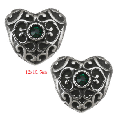 Bead heart with ornaments and chaton 4 color combination surgical steel