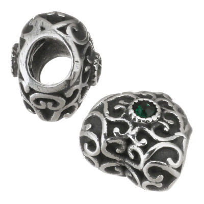 Bead heart with ornaments and chaton 4 color combination surgical steel