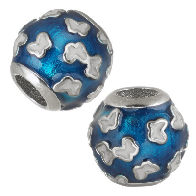 Bead decorated with bow ties two color variants surgical steel