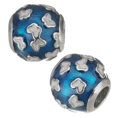 Bead decorated with bow ties two color variants surgical steel