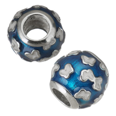 Bead decorated with bow ties two color variants surgical steel