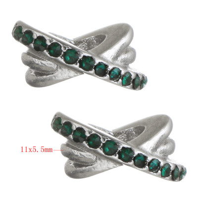 Extension ring decorated with rhinestones in four colors of surgical steel