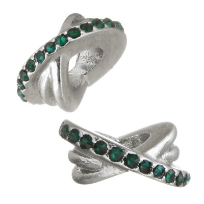 Extension ring decorated with rhinestones in four colors of surgical steel