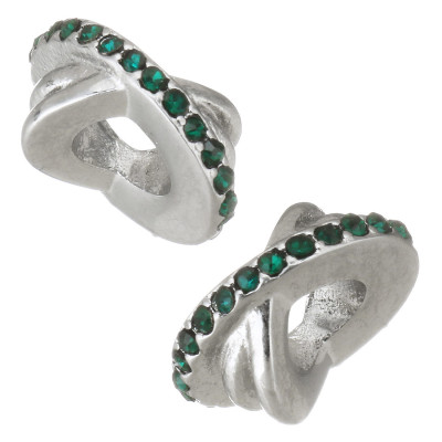 Extension ring decorated with rhinestones in four colors of surgical steel