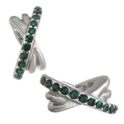 Extension ring decorated with rhinestones in four colors of surgical steel