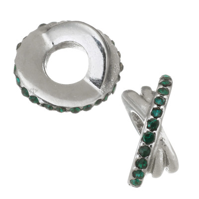 Extension ring decorated with rhinestones in four colors of surgical steel
