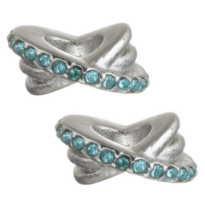 Extension ring decorated with rhinestones in four colors of surgical steel