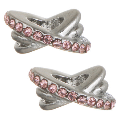 Extension ring decorated with rhinestones in four colors of surgical steel