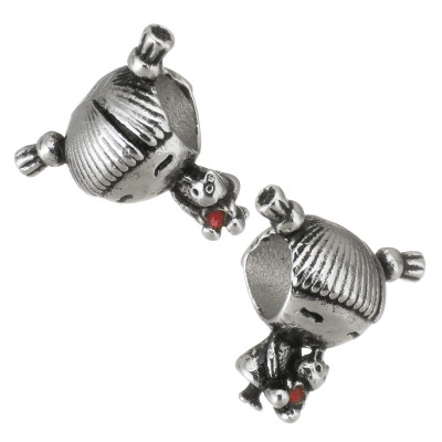 Little girl bead with pigtails and surgical steel teddy bear