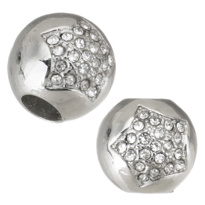 Bead with an ornament from chatons in the form of a star, surgical steel