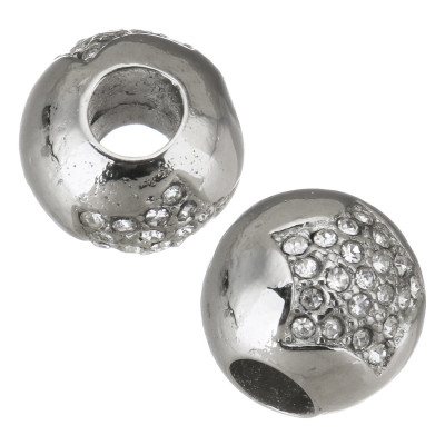 Bead with an ornament from chatons in the form of a star, surgical steel
