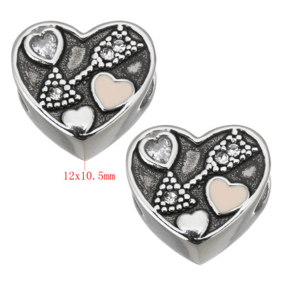 Heart bead with Cupid's arrow and small surgical steel hearts