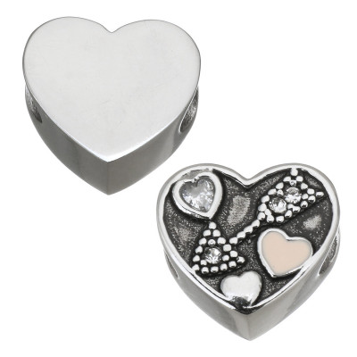 Heart bead with Cupid's arrow and small surgical steel hearts