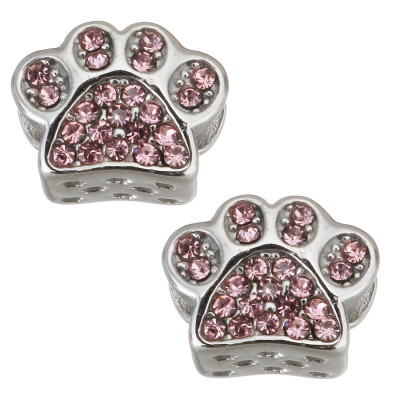 Korálek ve tvaru tlapky zdobený šatony výběr ze tří barev chirurgická ocel