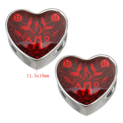 Red heart bead made of surgical steel