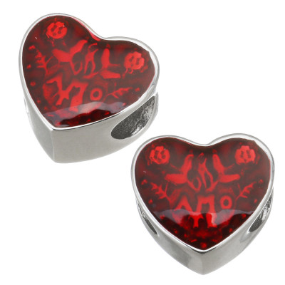 Red heart bead made of surgical steel