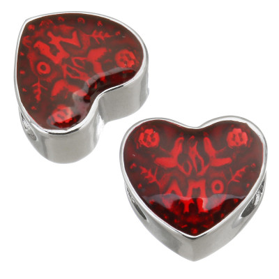 Red heart bead made of surgical steel