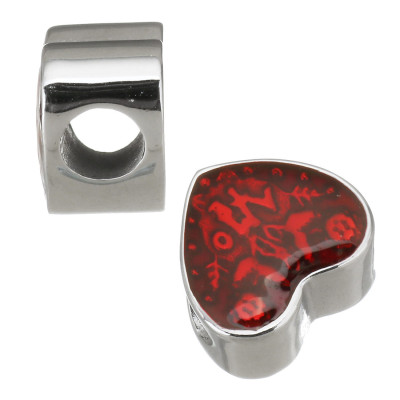 Red heart bead made of surgical steel