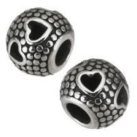 Surgical steel bead with pressed hearts