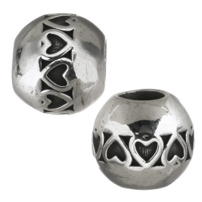 Bead with a large thread decorated with surgical steel hearts