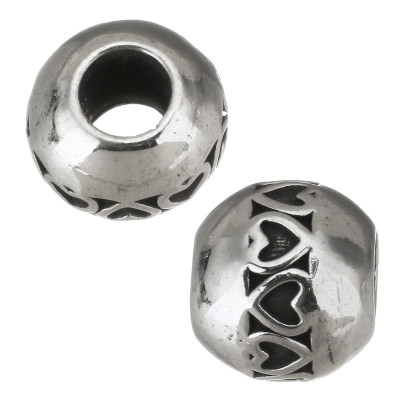 Bead with a large thread decorated with surgical steel hearts